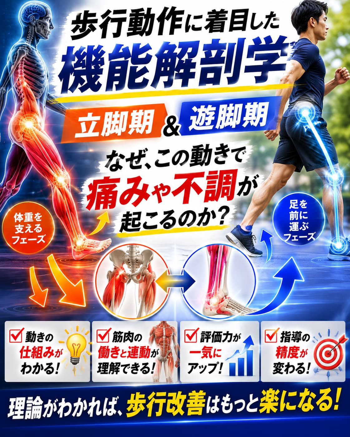 【動画セミナー】歩行動作【立脚期・遊脚期】に着目した機能解剖学