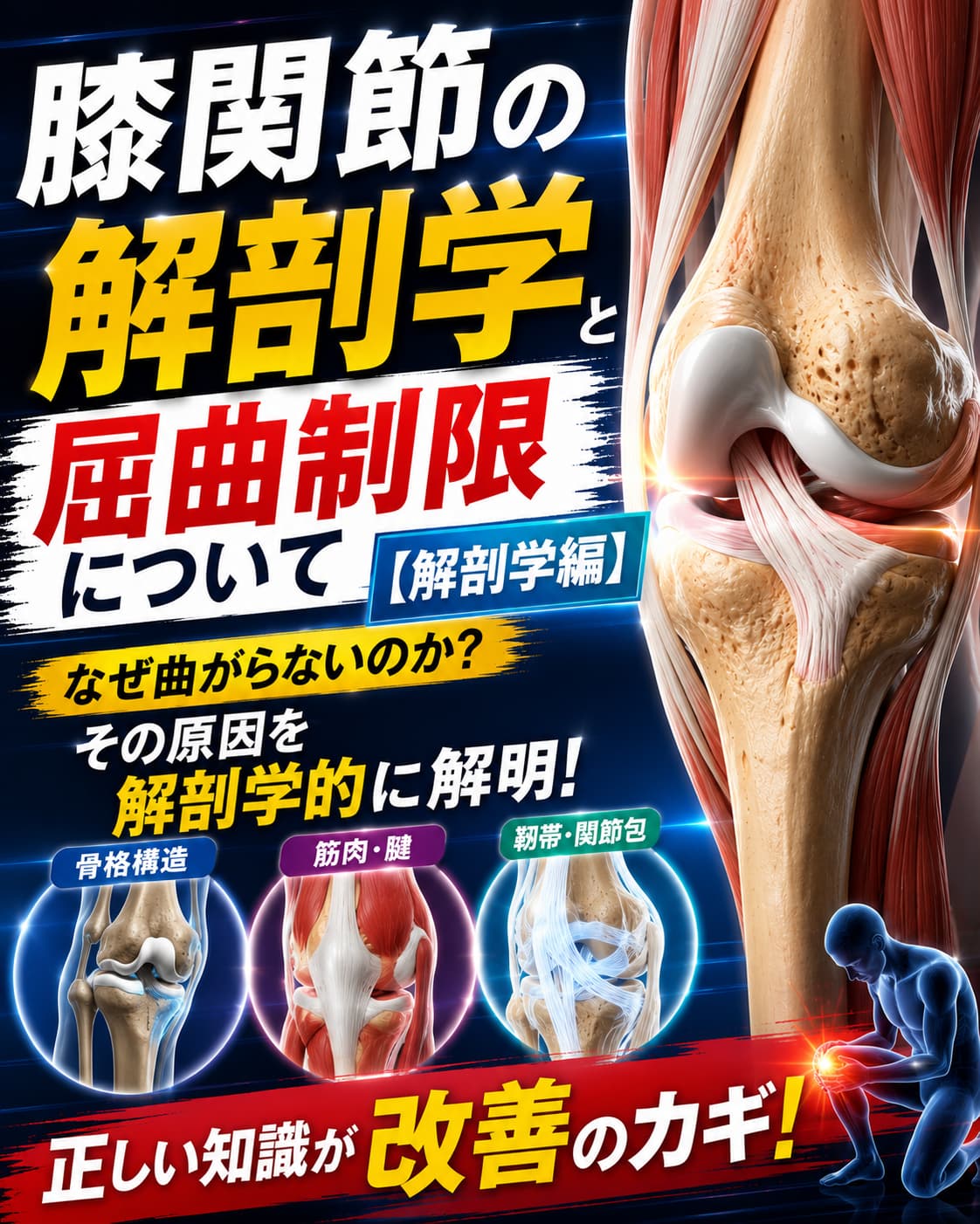【動画セミナー】膝関節の解剖学と屈曲制限について【解剖学編】