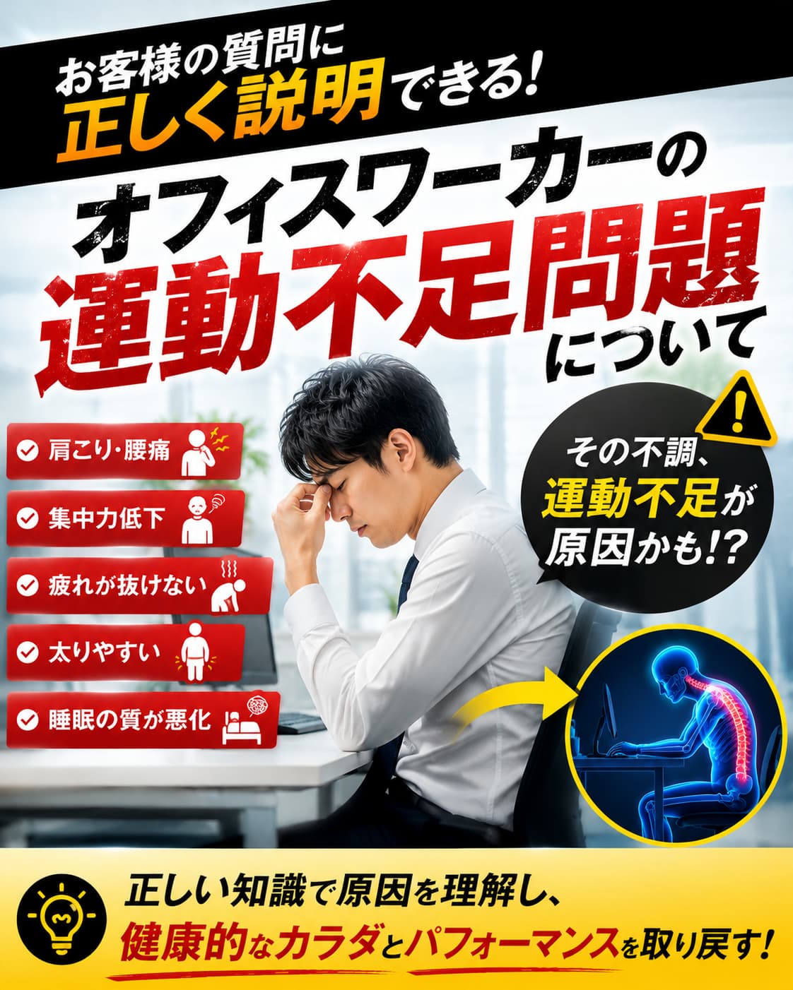 【動画セミナー】オフィスワーカーの運動不足問題について